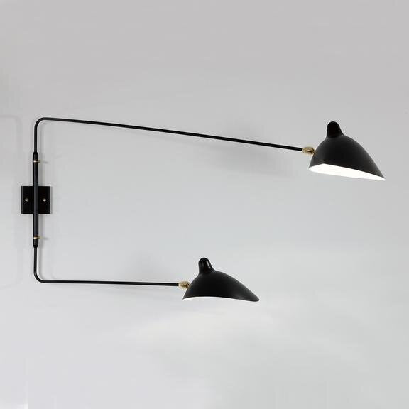 Serge Mouille - Big Wall Lamp w/2 Rotating Straight Arms