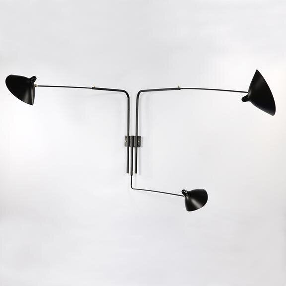 Serge Mouille - Big Wall Lamp w/3 Rotating Straight Arms